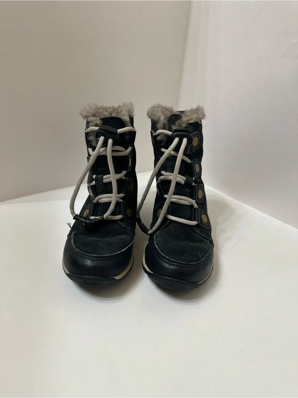 Sorel Explorer Joan Kids Suede Winter Boots Black Size 11 (EU 28)